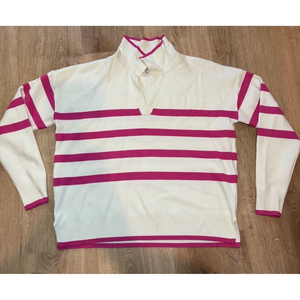 Max Studio White Pink Striped Sweater Size‎ XL